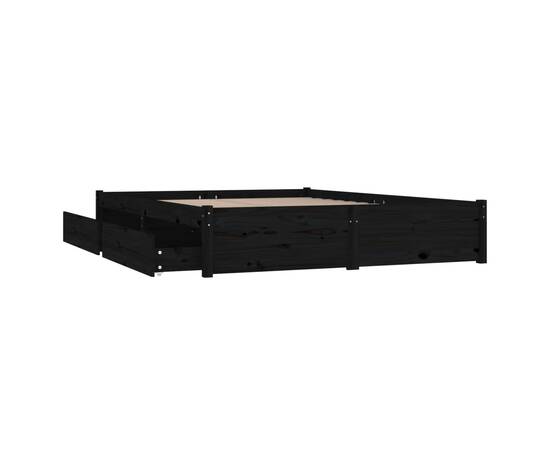 Cadru de pat cu sertare double 4ft6, negru, 135x190 cm, 6 image
