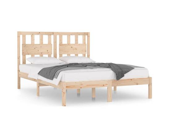 Cadru de pat, 140x190 cm, lemn masiv de pin, 2 image