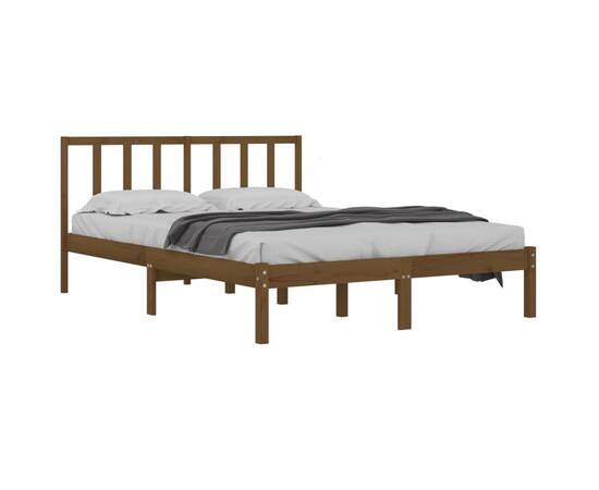 Cadru de pat, maro miere, 120x200 cm, lemn masiv de pin, 3 image