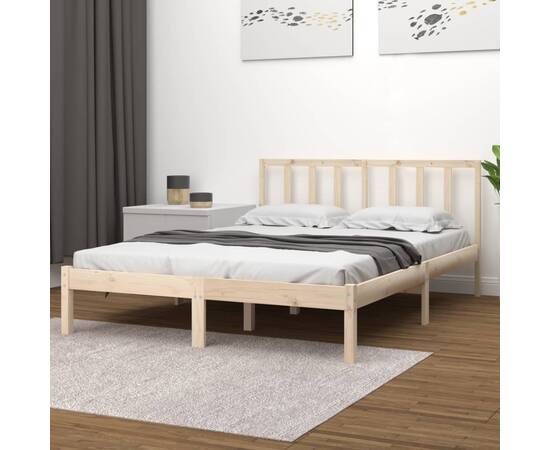 Cadru de pat small double 4ft, 120x190 cm, lemn masiv de pin