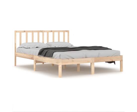 Cadru de pat small double 4ft, 120x190 cm, lemn masiv de pin, 2 image