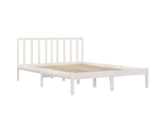 Cadru de pat super king 6ft, alb, 180x200 cm, lemn masiv de pin, 4 image