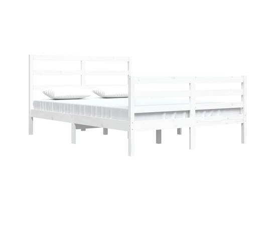 Cadru pat, alb, 140x200 cm, lemn masiv de pin, 3 image