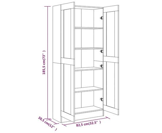 Bibliotecă, stejar fumuriu, 82,5x30,5x185,5 cm, lemn prelucrat, 8 image