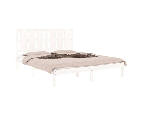 Cadru de pat, alb, 160x200 cm, lemn masiv de pin, 3 image