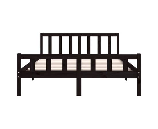 Cadru de pat, negru, 120x200 cm, lemn masiv de pin, 5 image