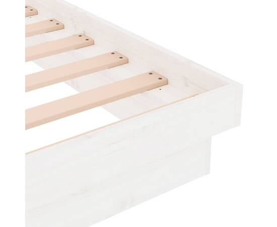 Cadru de pat dublu 4ft6, alb, 135x190 cm, lemn masiv, 8 image