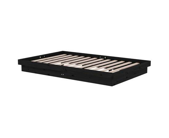 Cadru de pat mic dublu 4ft, negru, 120x190 cm, lemn masiv, 4 image