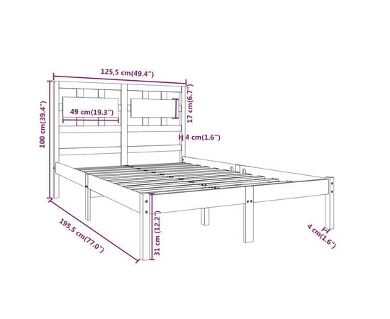 Cadru pat small double 4ft, negru, 120x190 cm, lemn masiv, 8 image