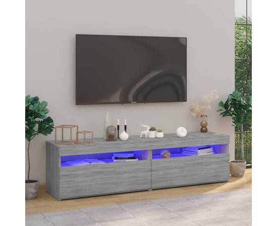 Comodă tv cu lumini led, 2 buc., sonoma gri, 75x35x40 cm