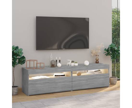 Comodă tv cu lumini led, 2 buc., sonoma gri, 75x35x40 cm, 4 image