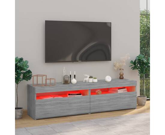 Comodă tv cu lumini led, 2 buc., sonoma gri, 75x35x40 cm, 3 image