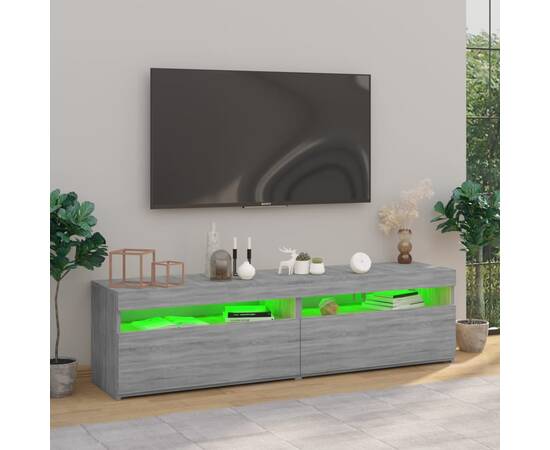 Comodă tv cu lumini led, 2 buc., sonoma gri, 75x35x40 cm, 5 image