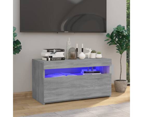 Comodă tv cu lumini led, sonoma gri, 75x35x40 cm