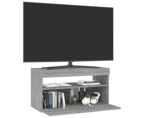 Comodă tv cu lumini led, sonoma gri, 75x35x40 cm, 6 image