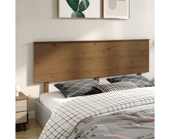 Tăblie de pat, maro miere, 204x6x82,5 cm, lemn masiv de pin, 4 image
