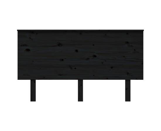 Tăblie de pat, negru, 144x6x82,5 cm, lemn masiv de pin, 3 image