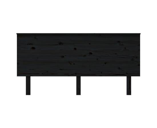 Tăblie de pat, negru, 164x6x82,5 cm, lemn masiv de pin, 3 image