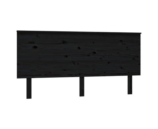Tăblie de pat, negru, 164x6x82,5 cm, lemn masiv de pin, 2 image