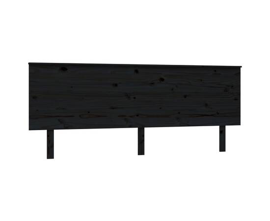 Tăblie de pat, negru, 204x6x82,5 cm, lemn masiv de pin, 2 image