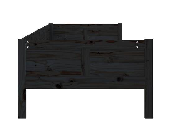 Pat de zi, negru, 80x200 cm, lemn masiv de pin, 6 image