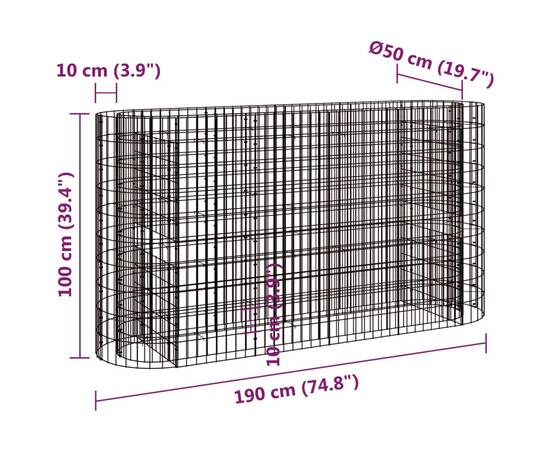 Strat înălțat gabion, 190x50x100 cm, fier galvanizat, 8 image