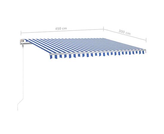 Copertină automată, senzor vânt & led, albastru și alb, 4,5x3 m, 11 image