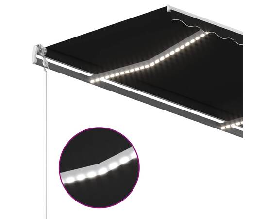 Copertină automată cu senzor vânt & led, antracit, 4,5x3 m, 5 image