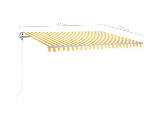 Copertină automată cu senzor vânt & led, galben & alb, 4x3 m, 11 image