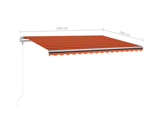 Copertină retractabilă manual & led, portocaliu/maro 4,5x3 m, 11 image