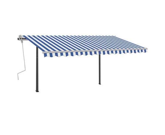 Copertină retractabilă manual, cu led, albastru & alb 4,5x3,5 m, 2 image