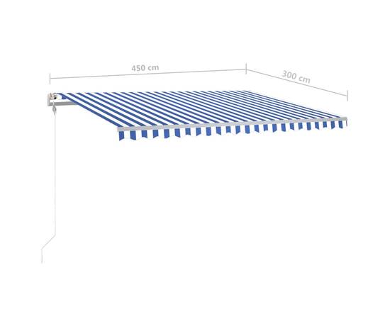 Copertină retractabilă manual, cu led, albastru & alb 4,5x3 m, 10 image