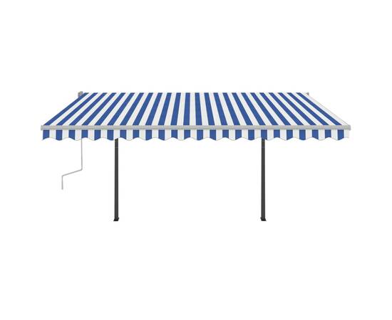 Copertină retractabilă manual, cu led, albastru & alb 4,5x3 m, 5 image