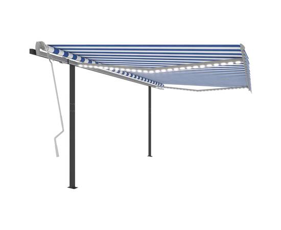 Copertină retractabilă manual, cu led, albastru & alb 4,5x3 m, 2 image