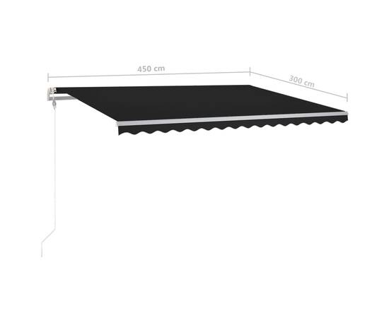 Copertină retractabilă manual, cu led, antracit 4,5x3 m, 11 image