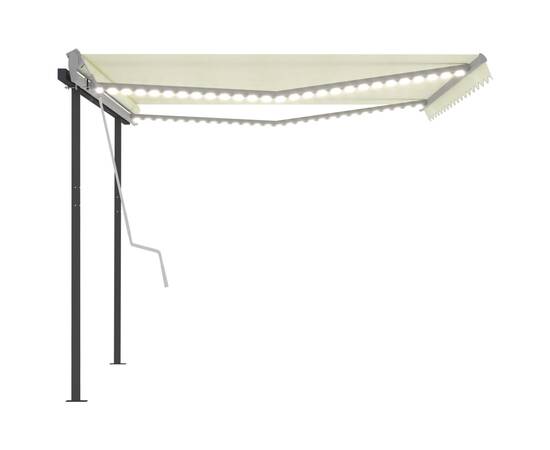 Copertină retractabilă manual, cu led, crem, 4,5x3 m, 6 image