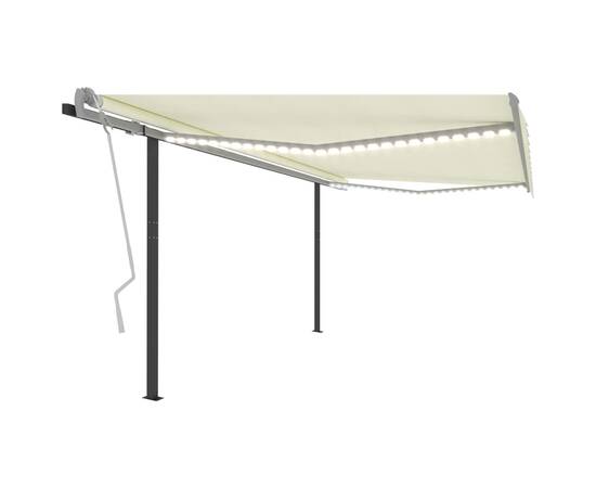 Copertină retractabilă manual, cu led, crem, 4,5x3 m, 2 image