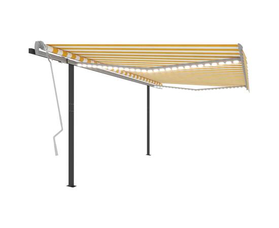 Copertină retractabilă manual, cu led, galben și alb, 4,5x3 m, 2 image