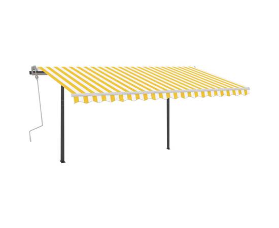 Copertină retractabilă manual, cu led, galben și alb, 4,5x3 m, 3 image