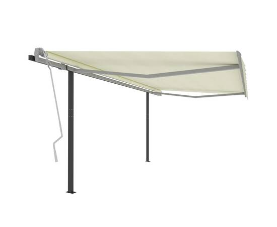 Copertină retractabilă manual, cu stâlpi, crem, 4x3,5 m