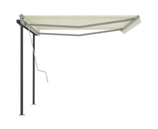 Copertină retractabilă manual, cu stâlpi, crem, 4x3,5 m, 5 image