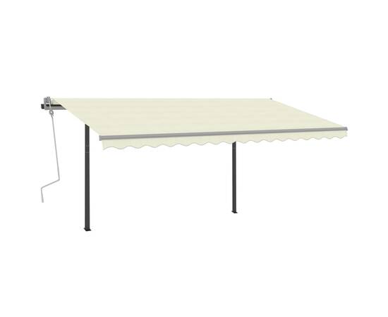 Copertină retractabilă manual, cu stâlpi, crem, 4x3,5 m, 2 image