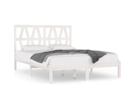 Cadru de pat, alb, 160x200 cm, lemn masiv de pin, 2 image