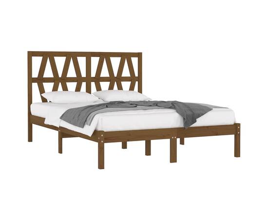 Cadru de pat, maro miere, 120x200 cm, lemn masiv de pin, 3 image
