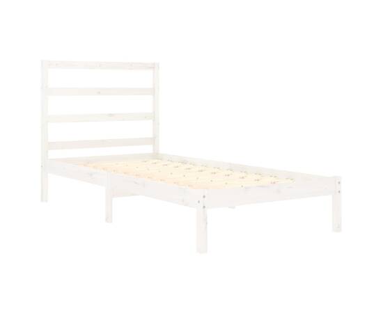 Cadru de pat pentru o persoană 3ft, alb, 90x190 cm, lemn masiv, 4 image