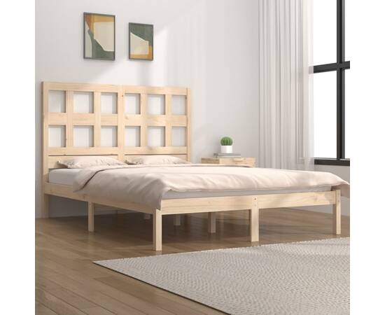Cadru de pat small double 4ft, 120x190 cm, lemn masiv de pin