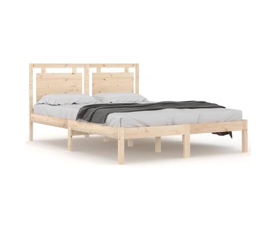 Cadru de pat small double 4ft, 120x190 cm, lemn masiv, 2 image