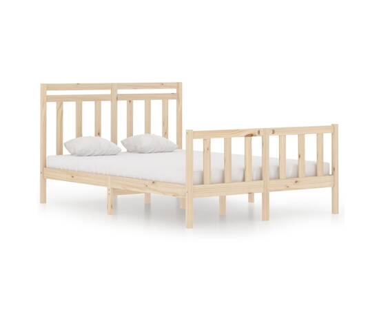 Cadru de pat small double 4ft, negru, 120x190 cm, lemn masiv, 2 image