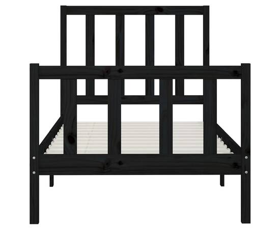Cadru de pat, 100x200 cm, negru, lemn masiv, 5 image