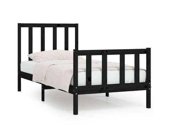 Cadru de pat, 100x200 cm, negru, lemn masiv, 2 image